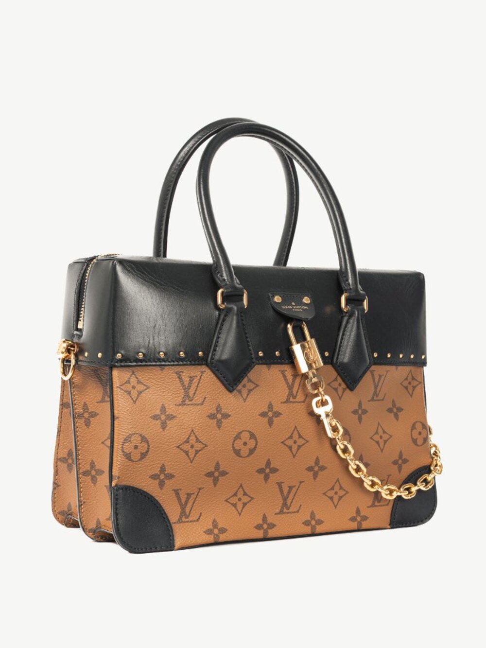 Louis Vuitton City Malle MM Monogram Reverse & Calfskin Handbag